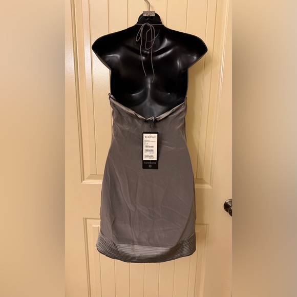 NWT Bebe Gray Rhinestone Starburst Halter Dress size XS - Picture 3 of 5